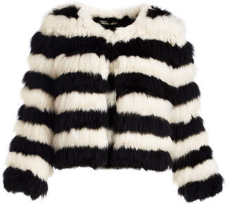 Alice + Olivia Fawn Long-Sleeve Striped Fur Jacket