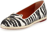 Thumbnail for your product : Charlotte Olympia Capri Cats Zebra-Print Espadrille Flat, Zebra