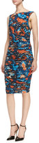 Thumbnail for your product : Catherine Malandrino Printed Sleeveless Ruched Jersey Dress