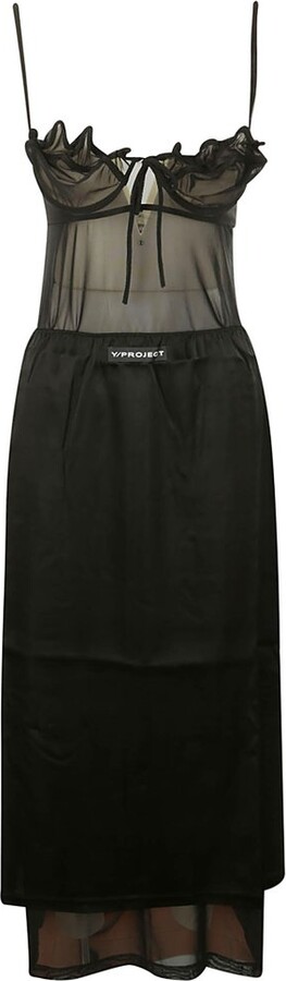 Y/Project Wire Sweetheart Neck Mesh Slip Dress