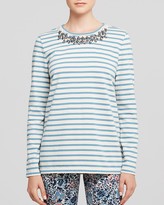 Thumbnail for your product : Tory Burch Mattie Striped Embellished Tee