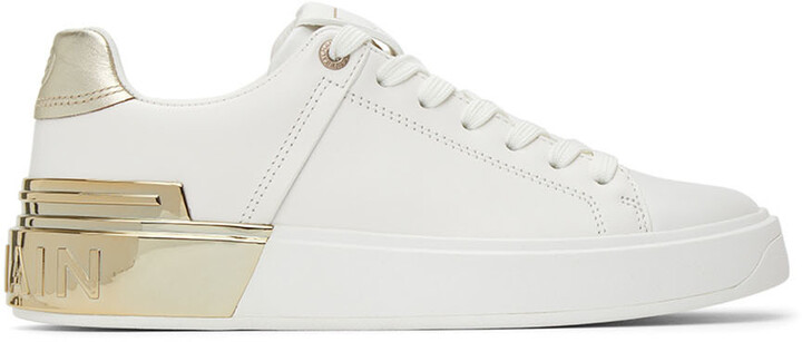 Balmain Gold Leather B-Court Sneakers ShopStyle
