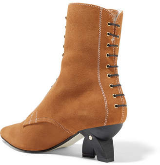 Loewe Shearling-lined Suede Ankle Boots - Light brown