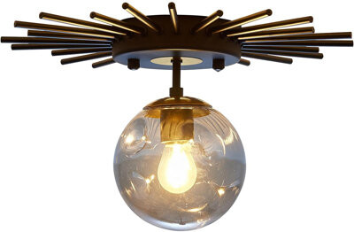 AirPartyPros Small Black Flush Mount Ceiling Light With Glass Globe Sputnik Starburst Chandelier 1-Light Close To Ceiling Light Fixture For Hallway Dining Room Bed