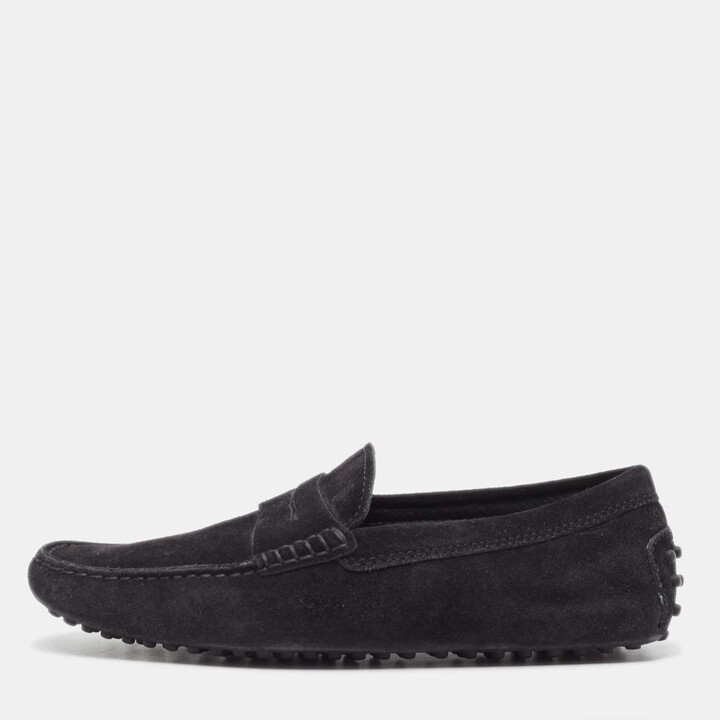 Tod's Black Suede Penny Loafers