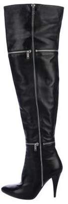 Saint Laurent Leather Over-The-Knee Boots Black Leather Over-The-Knee Boots