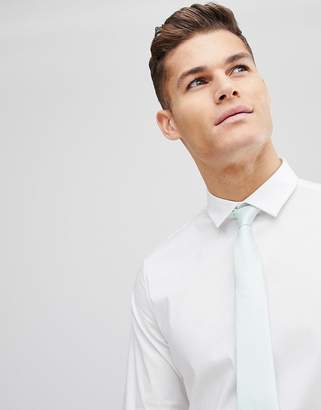 ASOS Design Wedding Slim White Shirt And Textured Mint Tie Save