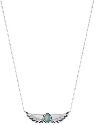 Lalique 18K Scarab Diamond & Sapphire Pendant Necklace