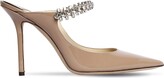 Thumbnail for your product : Jimmy Choo 100mm Bing Crystals Patent Leather Mules