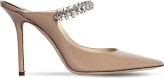 Jimmy Choo 100mm Bing Crystals Patent Leather Mules