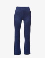 Thumbnail for your product : ART DEALER Metallic jacquard-pattern high-rise stretch-knit trousers