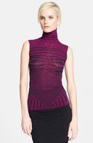 Thumbnail for your product : Jean Paul Gaultier Optical Print Sleeveless Tulle Turtleneck