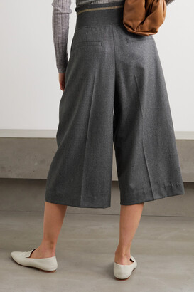 Brunello Cucinelli Pleated Wool-flannel Culottes - Gray