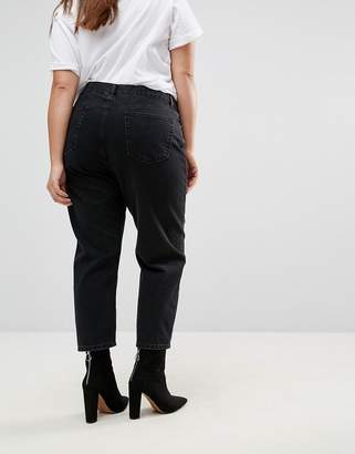ASOS Curve Design Curve Florence Authentic Straight Leg Jeans In Washed Black