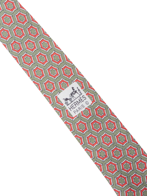 Vintage Green Geometric Silk Tie