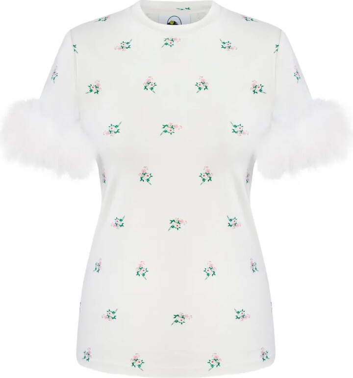 Sleeper feather-trim T-shirt