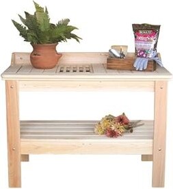 Slickblue Wooden Potting Bench Garden Table for Efficient Planting and Garden Organization