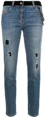 Moschino Boutique distressed cropped jeans
