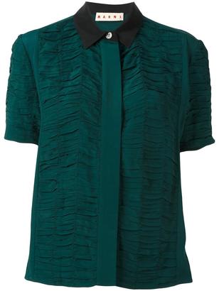 Marni ruched short sleeve shirt - women - Silk/Acetate - 42
