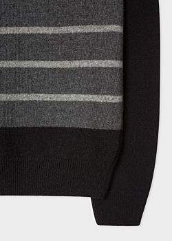 Men's Brown Colour-Block Funnel Neck Lambswool-Blend Half-Zip Sweater