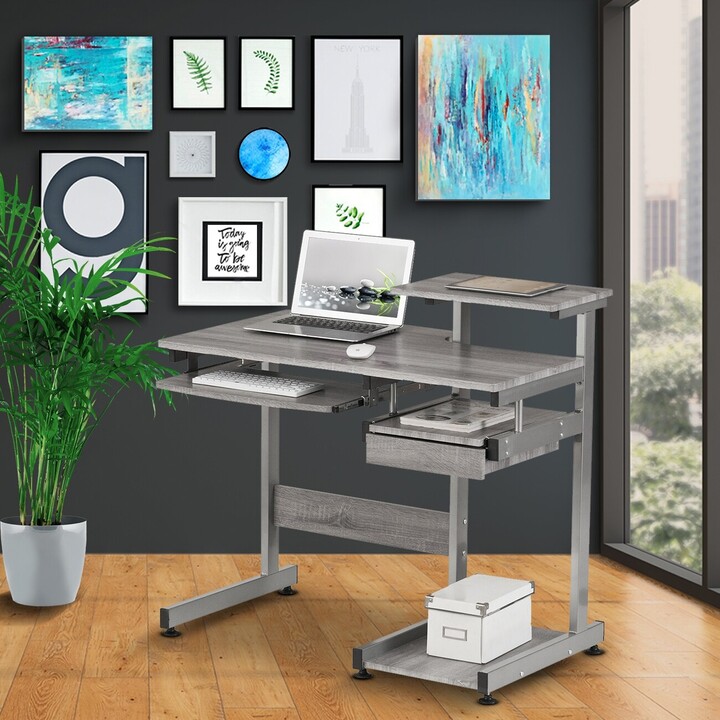 EDWINRAYLLC Complete Computer Workstation Desk,With keyboard Rack