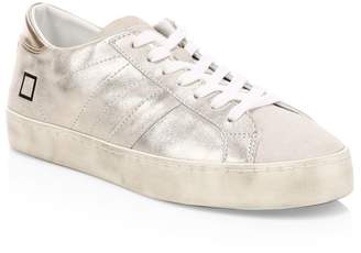 D.A.T.E Hill Metallic Leather Low-Top Sneakers