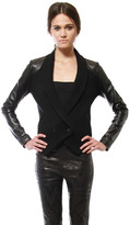 Thumbnail for your product : Cynthia Vincent Leather Sleeve Blazer