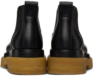 Bottega Veneta Black & Tan Crepe Sole Low Lug Chelsea Boots