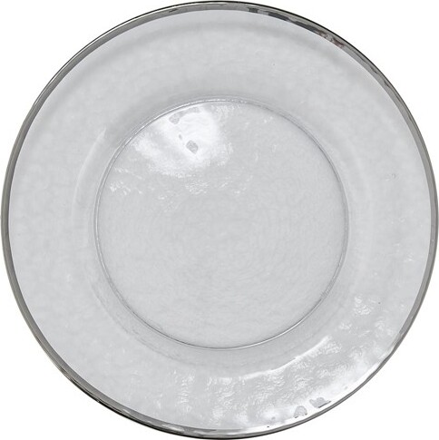 Split P SplitPSilverMetallicRimGlassDinnerPlateSetof4