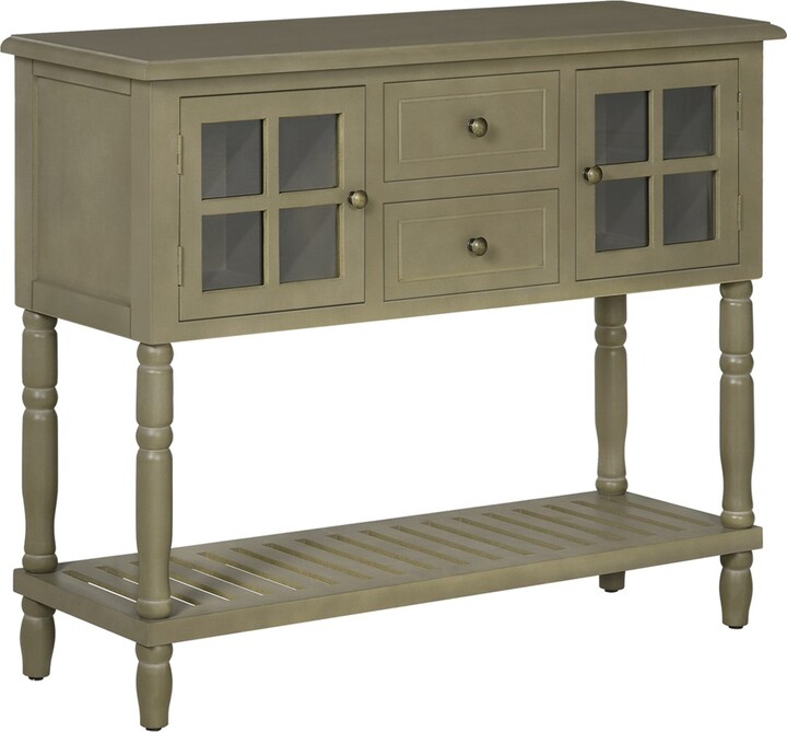 Vintage Console Table with 2 Drawers and Retro Sofa