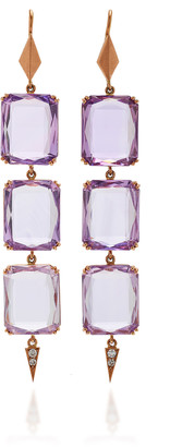 Sylva & Cie Women's 14K Rose Gold; Amethyst And Diamond Drop Earrings - Purple - Moda Operandi