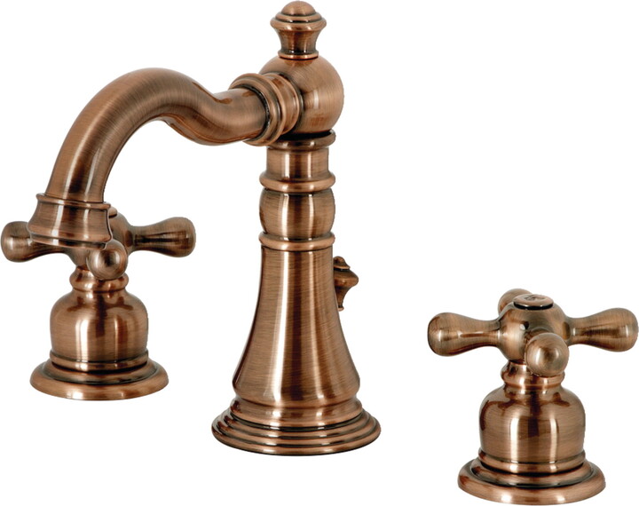 Kingston Brass FSC197AXAC American Classic Widespread Bathroom Faucet with Brass Pop-Up, Antique Copper