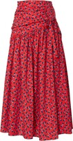 Heart-Print Ruched Midi Skirt 