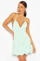 Thumbnail for your product : boohoo V Neck Strappy Puff Ball Mini Dress