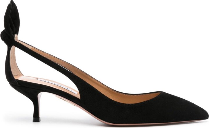 Aquazzura Black Bow Tie 50 Suede Pumps