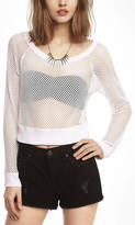 Thumbnail for your product : Express Long Sleeve Cropped Mesh Tee