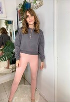 Thumbnail for your product : Little Mistress Dusty Pink Ribbed High-Waist Leggings Loungewear Co-ord