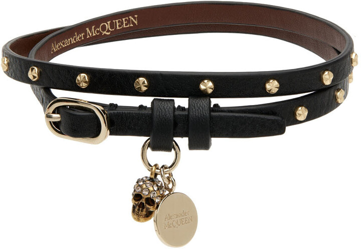 Alexander McQueen Black Double Wrap Stud Bracelet - ShopStyle