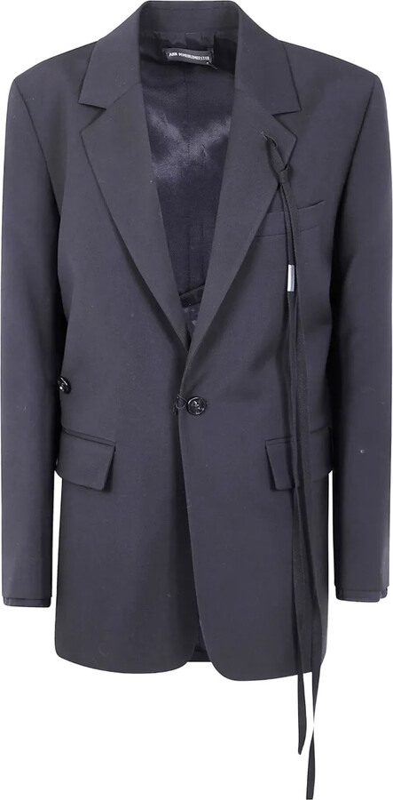 Ann Demeulemeester Single-Button Tie-Detail Blazer