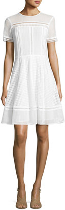 MICHAEL Michael Kors Short-Sleeve Mixed-Eyelet A-Line Dress