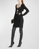 Metallic Wool Knit Dress with Front C 