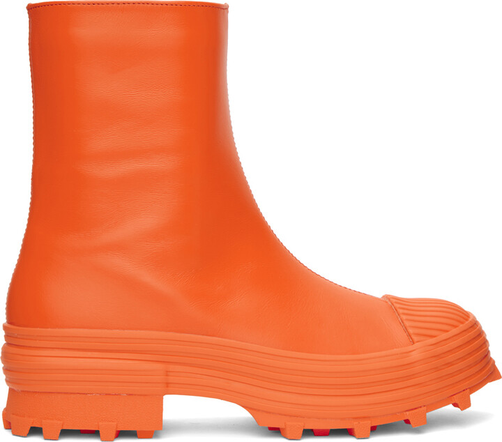 CamperLab Orange Calfskin Traktori Ankle Boots - ShopStyle