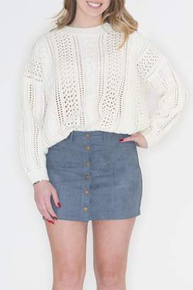 POL Ivory Cable-Knit Sweater