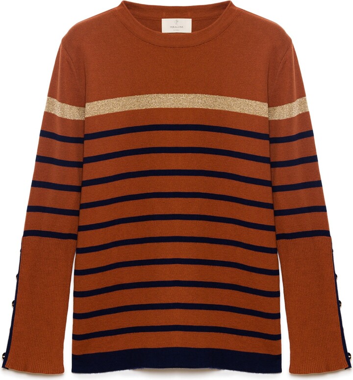 Peraluna Brown Monroe Striped Glittered Knit Jumper