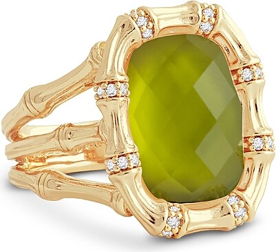 Anabel Aram Bamboo Stone Statement Ring in 18K Gold Plated