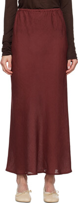 OPEN YY Brown Dyed Denim Maxi Skirt - ShopStyle