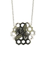 Thumbnail for your product : Sterling Silver Honeycomb Bee Black Cz Necklace