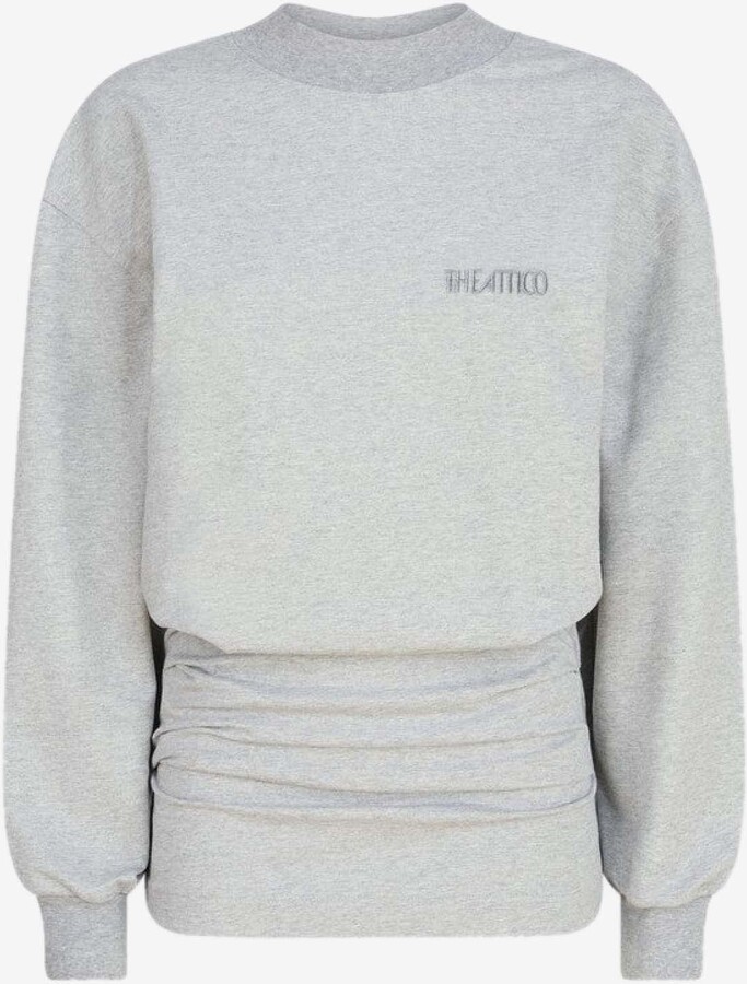 ATTICO Logo Embroidered Mini Ruched Dress