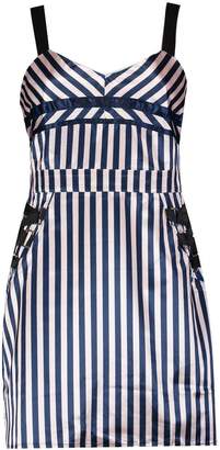 boohoo Jemima Satin Striped Slip Dress