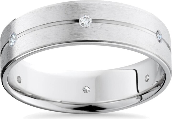 Pompeii3 Mens 14K White Gold Diamond Comfort Fit Wedding Band